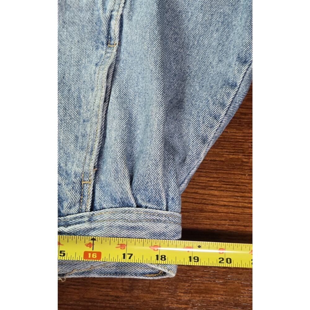 Vintage 90s YES Clothing Co Aztec Denim Trucker Jacket - Boxy Cropped L/XL - Picture 13 of 16